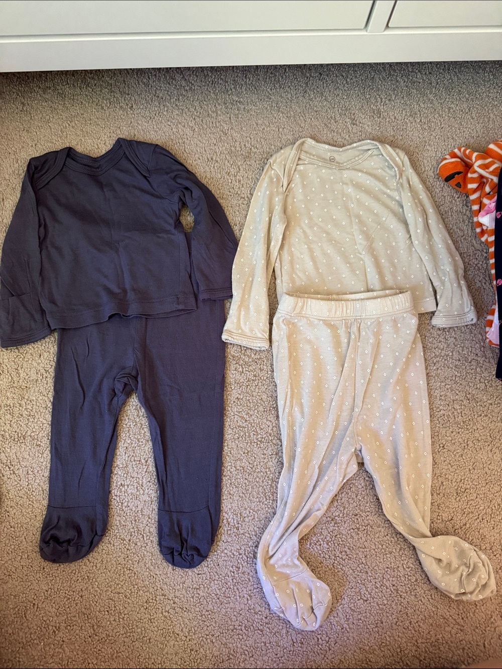 solly baby Navy and Cream Footed Pajama Set Duo